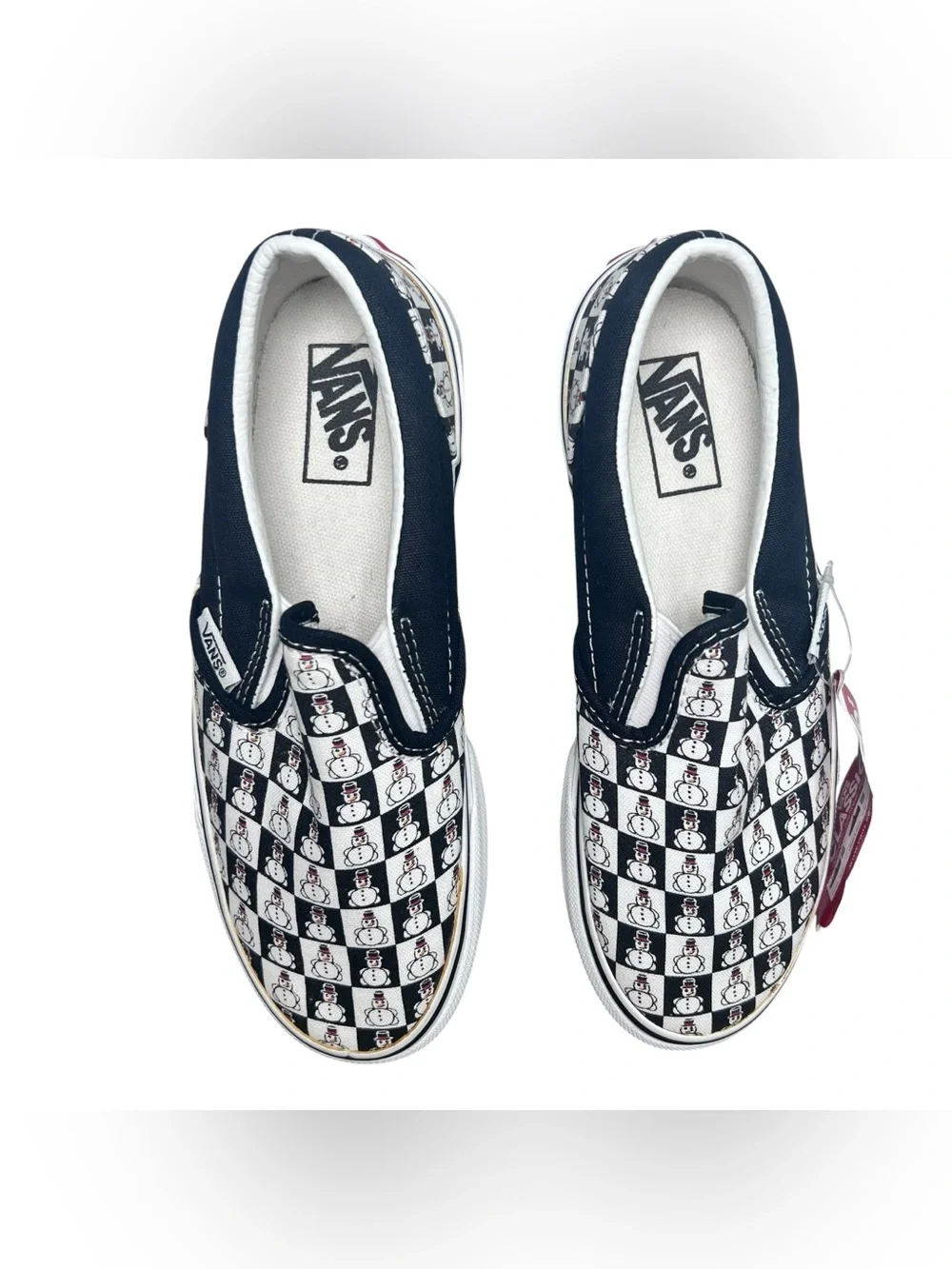 Vans Kids Classic Slip-On Checkered Snowman Pattern Sneakers NWT Size‎ 1.5